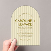 高級ストライプのアーチ結婚ズ アクリル招待状 (インサイチュ (ポータブル))