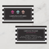高級ストライプのカップケーキトリオベーカリー名刺 名刺 (正面/裏面)
