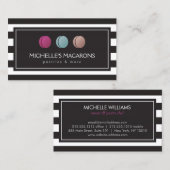 高級ストライプのマカフランスのロンTrioロゴベーカリー 名刺 (正面/裏面)