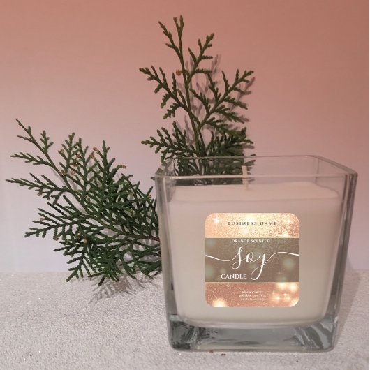 高級スパークルモダンスクリプト大豆キャンドルラベル スクエアシール