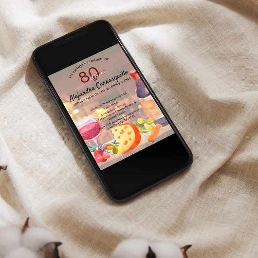 高級スペインのワイン&チーズテイスティング80誕生日 招待状