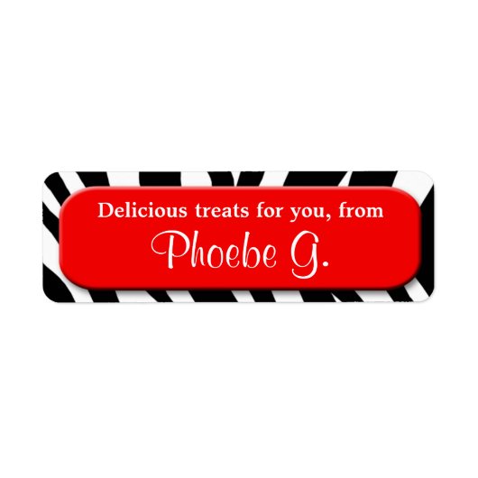 高級ゼブラプリント赤キッチンベーキングラベル ラベル (正面)