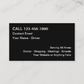 高級タクシーまたはUberの運転手の輸送 名刺 (裏面)