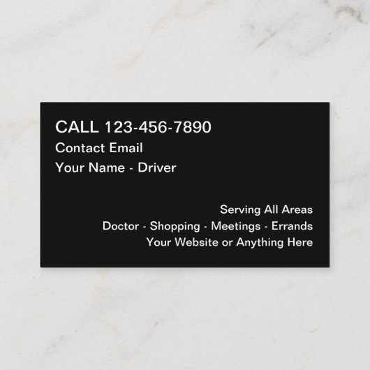 高級タクシーまたはUberの運転手の輸送 名刺 (裏面)