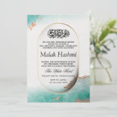 高級ターコイズウォーターカラーイスラムAqiqa Aqeqah 招待状 (スタンド正面)