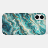 高級ターコイズ大理石スマホケース - エレガント Case-Mate iPhoneケース (裏面 (横))