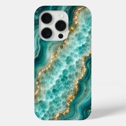 高級ターコイズ アゲート マーブル ゴールドベイン Case-Mate iPhoneケース (裏面)