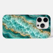 高級ターコイズ アゲート マーブル ゴールドベイン Case-Mate iPhoneケース (裏面 (横))