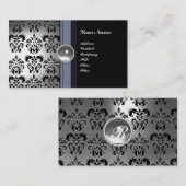 高級ダマスクジェムモノグラム白黒 名刺 (正面/裏面)