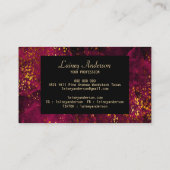 高級ダークピンクブラックとフェイク金ゴールドフォイルグリッター 名刺 (裏面)