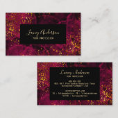 高級ダークピンクブラックとフェイク金ゴールドフォイルグリッター 名刺 (正面/裏面)