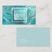 高級ティール(緑がかった色)と金ゴールドマーブルリキッド抽象芸術 名刺 (正面/裏面)