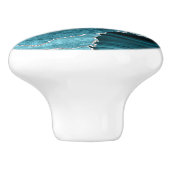 高級ティール(緑がかった色)アゲイト銀フェイクグリッター引出しノブ セラミックノブ (側面)