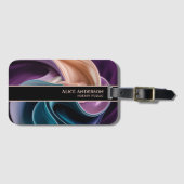 高級ティール(緑がかった色)プラムバイオレットベージュエレガントグラムシック ラゲッジタグ (正面横)