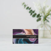 高級ティール（緑がかった色）プラムバイオレットベージュエレガントグラムシック 名刺 (スタンド正面)