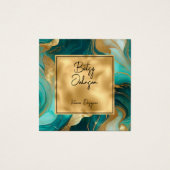 高級ティール（緑がかった色）マーブルアンドゴールドフォイルビジネスカード (正面)