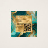 高級ティール（緑がかった色）マーブルアンドゴールドフォイルビジネスカード (裏面)
