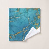 高級ティール(緑がかった色)白大理石金ゴールドバスタオルセット バスタオルセット (ウォッシュタオル)