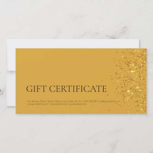 高級デザインギフト証明書金ゴールドスパークルイエロー サンキューカード (正面)