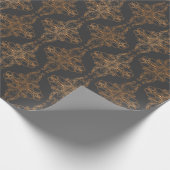 高級デザイン、フローラルパターン、ダークグレー、銅 ラッピングペーパー (角)