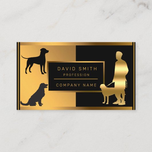高級ドッグウォーカーと獣医があなたのテキストを追加 名刺 (正面)