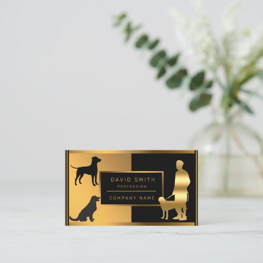 高級ドッグウォーカーと獣医があなたのテキストを追加 名刺 (スタンド正面)