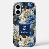高級ネイビーフラワーiPhoneケース 青い花柄カバー Case-Mate iPhoneケース (裏面)