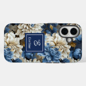 高級ネイビーフラワーiPhoneケース 青い花柄カバー Case-Mate iPhoneケース (裏面 (横))