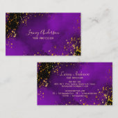 高級ネオパープルブラックとフェイク金ゴールドフォイルグリッター 名刺 (正面/裏面)