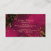 高級ネオンピンクブラックとフェイク金ゴールドフォイルグリッター 名刺 (裏面)