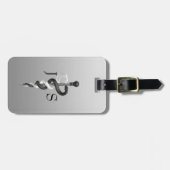 高級ノーブルメディカルアスクレピウスエレガント白黒 ラゲッジタグ (正面横)