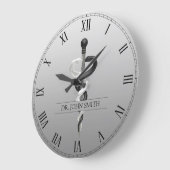 高級ノーブルメディカルアスクレピウスエレガント白黒 ラージ壁時計 (傾斜)