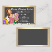 高級ハウスオフィス清掃サービスのメイドグレー 名刺 (正面/裏面)