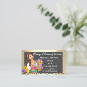 高級ハウスオフィス清掃サービスのメイドグレー 名刺 (スタンド正面)