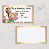 高級ハウスオフィス清掃サービスのメイド枠 名刺 (正面/裏面)