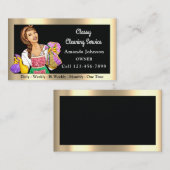 高級ハウスオフィス清掃サービスのメイド枠 名刺 (正面/裏面)