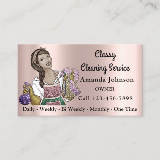 高級ハウスオフィス清掃サービスメイドバラ 名刺 (正面)