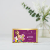 高級ハウスオフィス清掃サービスメイド金ゴールド 名刺 (スタンド正面)