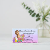 高級ハウスクリーニングサービスメイドブルーグラデーション 名刺 (スタンド正面)