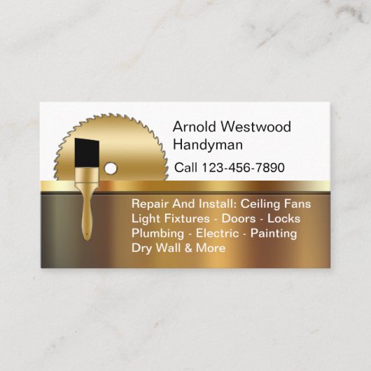 高級ハンディマンビジネスカードテンプレート 名刺 (正面)