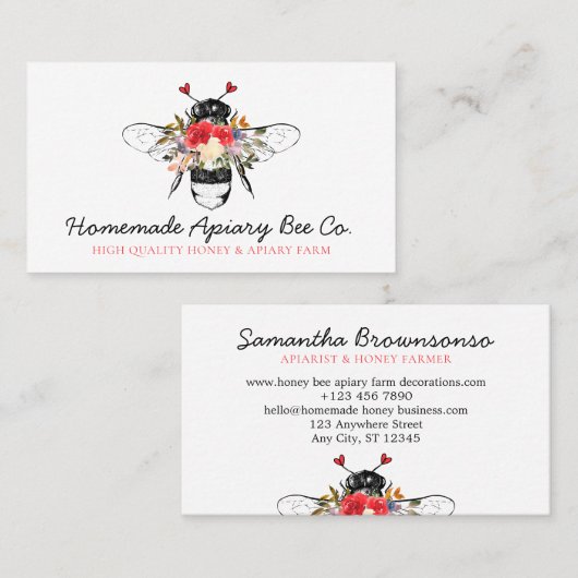 高級ハートフローラアピールハニービー 名刺 (正面/裏面)