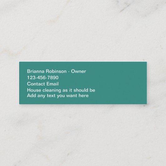 高級バジェットハウスクリーニングの名刺 スキニー名刺 (裏面)