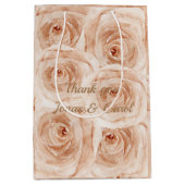 高級バラの美しいピンクパステル感謝していユー ミディアムペーパーバッグ (正面)