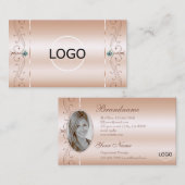 高級バラコーラルスクワイグド宝石のロゴと写真 名刺 (正面/裏面)