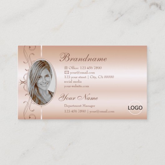 高級バラコーラルスクワイグド宝石のロゴと写真 名刺 (裏面)