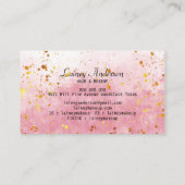 高級バラピンクウォーターフェイクカラー金ゴールドフォイルグリッター 名刺 (裏面)