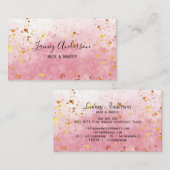 高級バラピンクウォーターフェイクカラー金ゴールドフォイルグリッター 名刺 (正面/裏面)