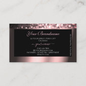 高級バラピンクブラックきらめくグリッターとロゴ 名刺 (裏面)