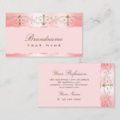 高級バラピンク華美オーナメントきらめくジュエル 名刺 (正面/裏面)