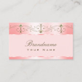 高級バラピンク華美オーナメントきらめくジュエル 名刺 (正面)